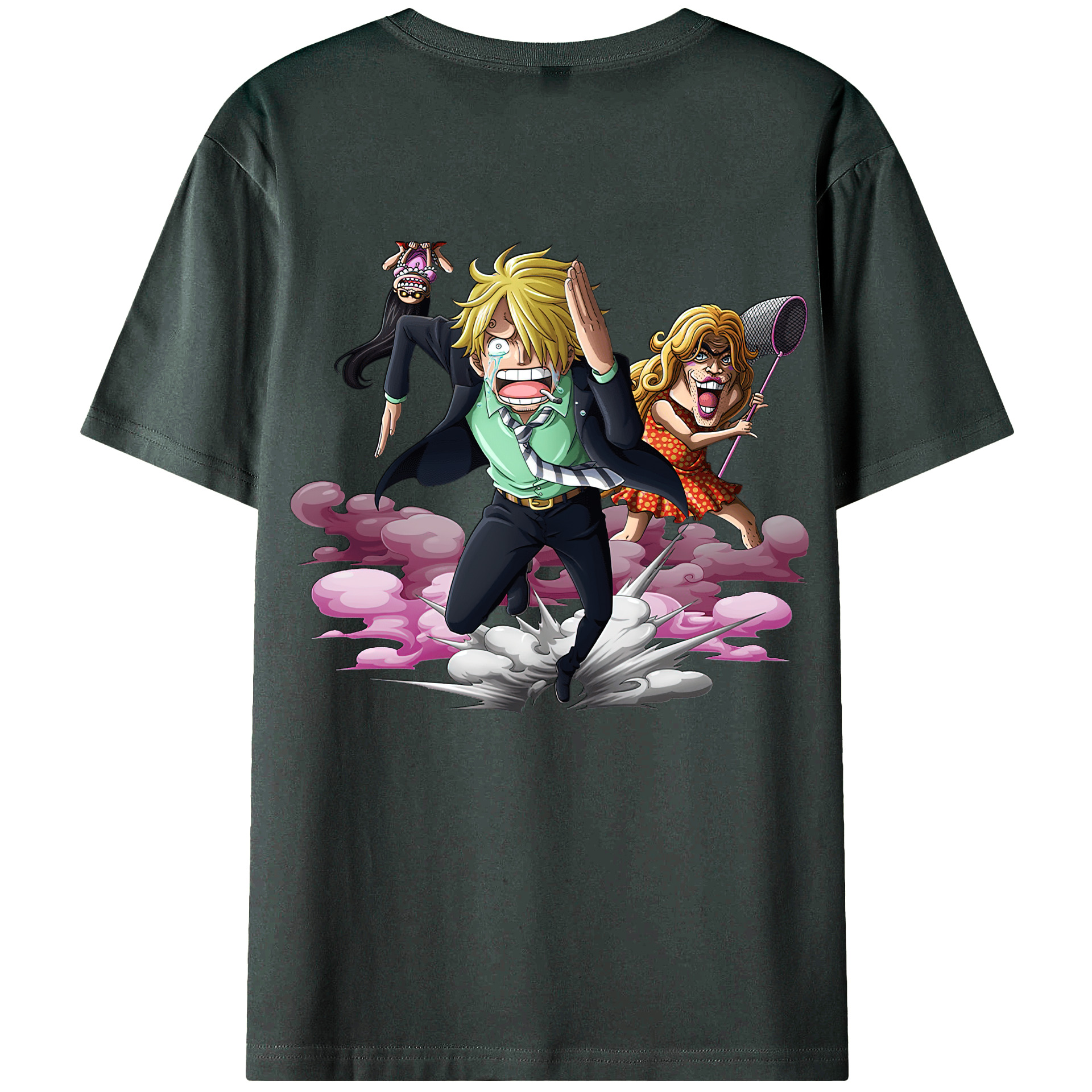 （画像用） ワンピース サンジ ONE PIECE Sanji 綿100％ メンズ半袖Tシャツ（バックプリント） 通気性